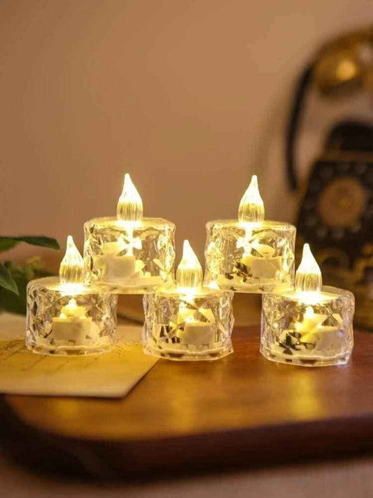 Flameless and Smokeless Decorative Crystal Candles (4 Pieces)