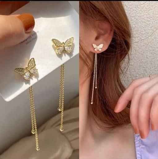 AVR JEWELS New Trendy Long Tassel Butterfly Drop Earrings Gold Color 2022 Modern Women Hanging Earrings Summer Jewelry Girls Party Gift