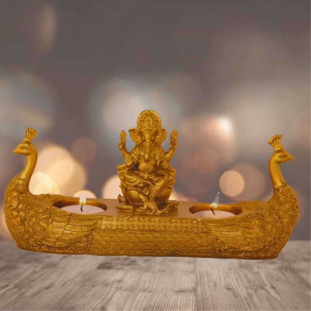 Golden Ganesha Deepak For Pooja Room & Home Decor